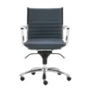 Copenhagen Blue Faux Leather And Chrome Low Back Desk Chair