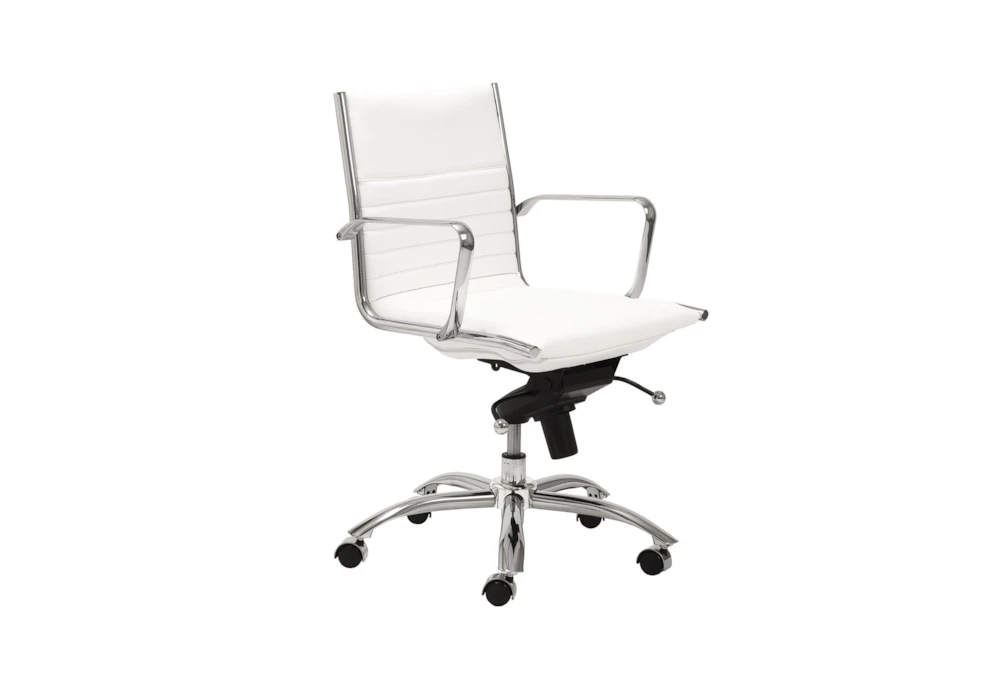 Copenhagen White Faux And Leather And Chrome Low Back Desk Chair - Image 2