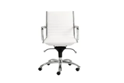 Copenhagen White Faux And Leather And Chrome Low Back Desk Chair