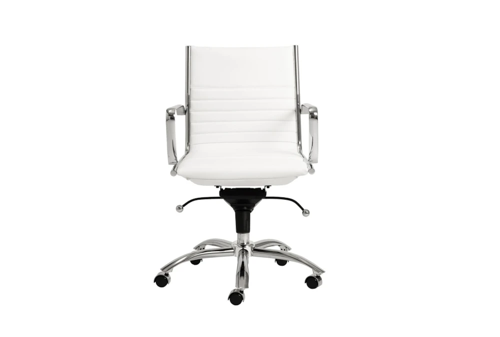Copenhagen White Faux And Leather And Chrome Low Back Desk Chair