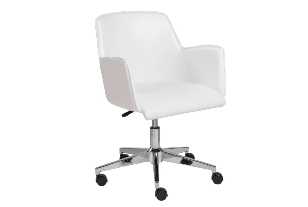 Grimstad White Faux Leather Desk Chair - Image 2