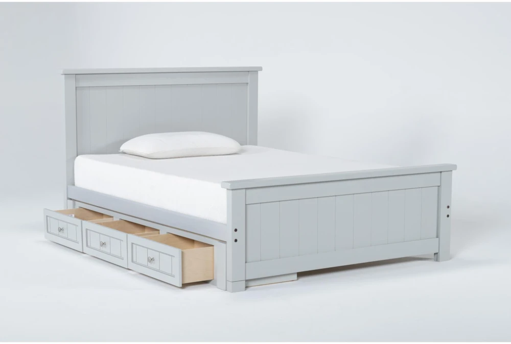Mateo Grey Full Panel Bed With Single 3 Drawer Storage Unit - Image 3