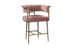 Greta Blush Velvet 26" Counter Stool