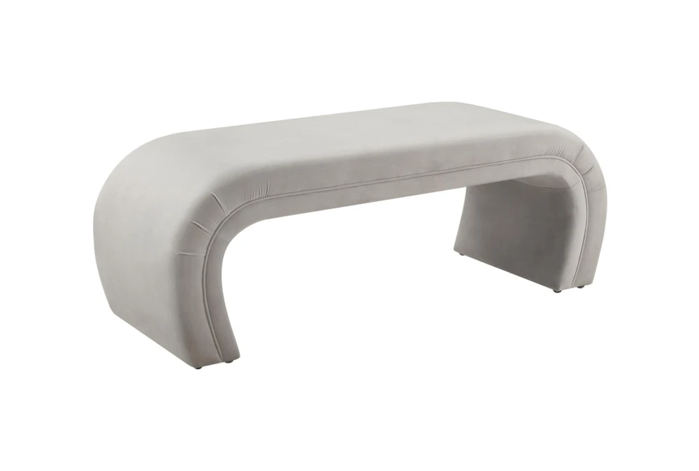 Isla Light Grey Velvet Bench - Image 4