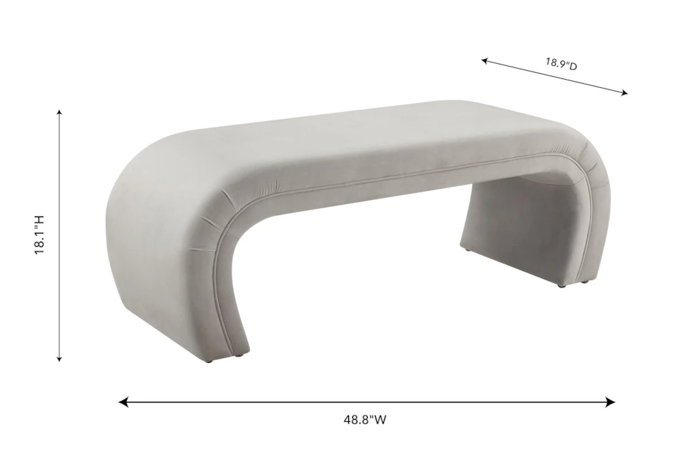 Isla Light Grey Velvet Bench - Image 5