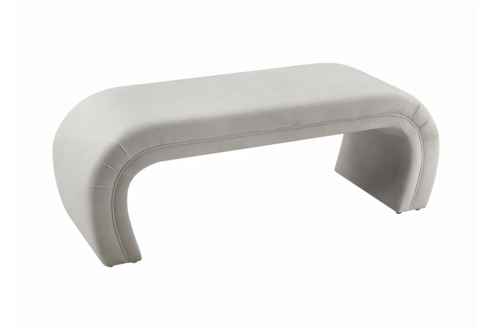 Isla Light Grey Velvet Bench - Image 2