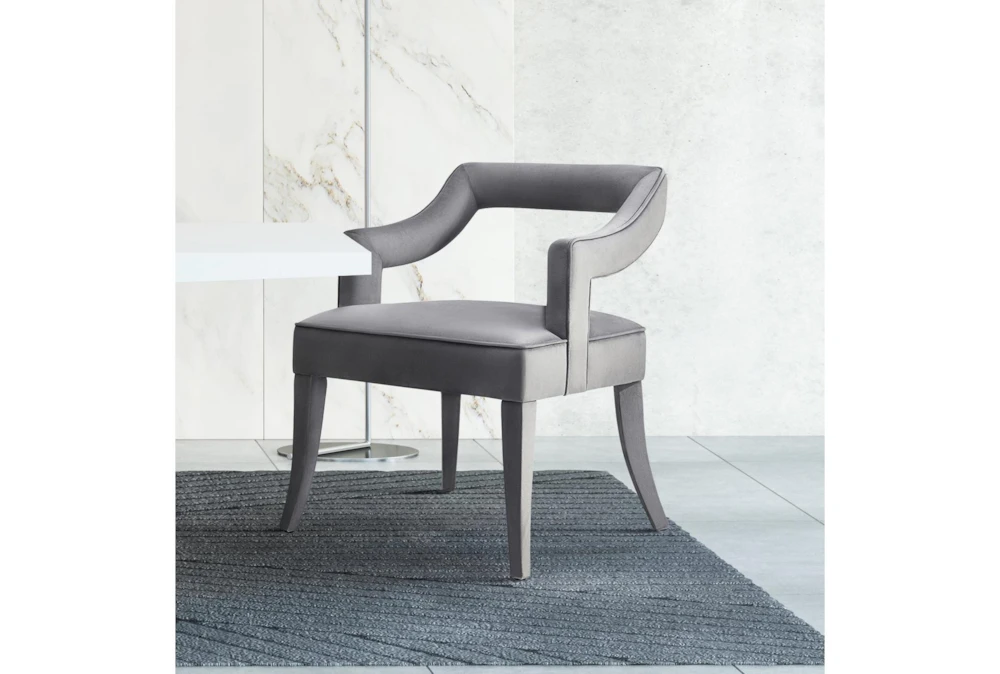 Natasha Grey Velvet Dining Chair - Image 7
