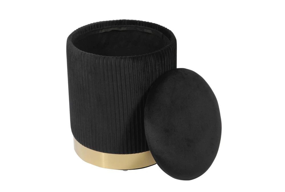 Vivien Black Velvet Storage Ottoman - Image 3