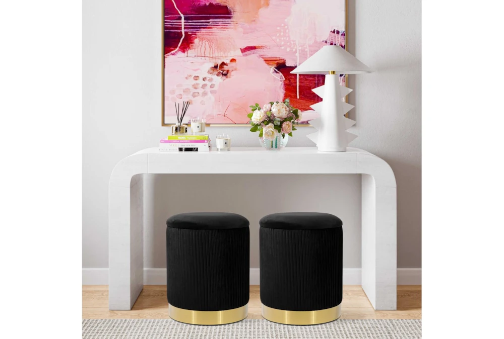Vivien Black Velvet Storage Ottoman - Image 6