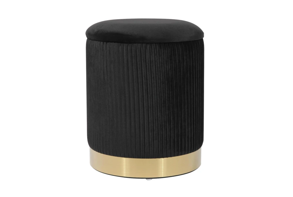Vivien Black Velvet Storage Ottoman