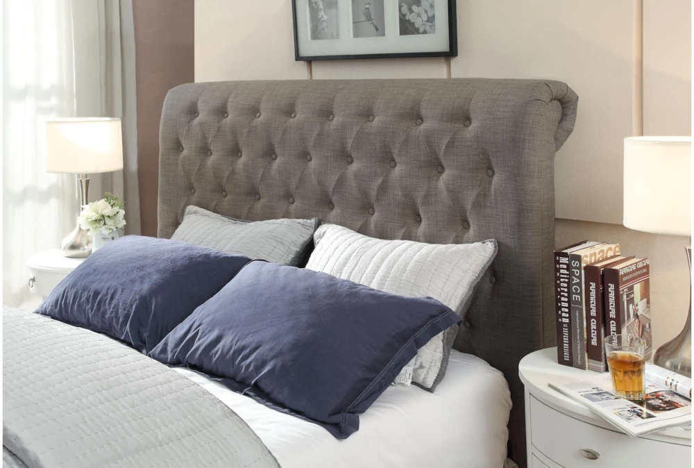 Upholstered Grey Tufted Queen Platform Bed - Image 5
