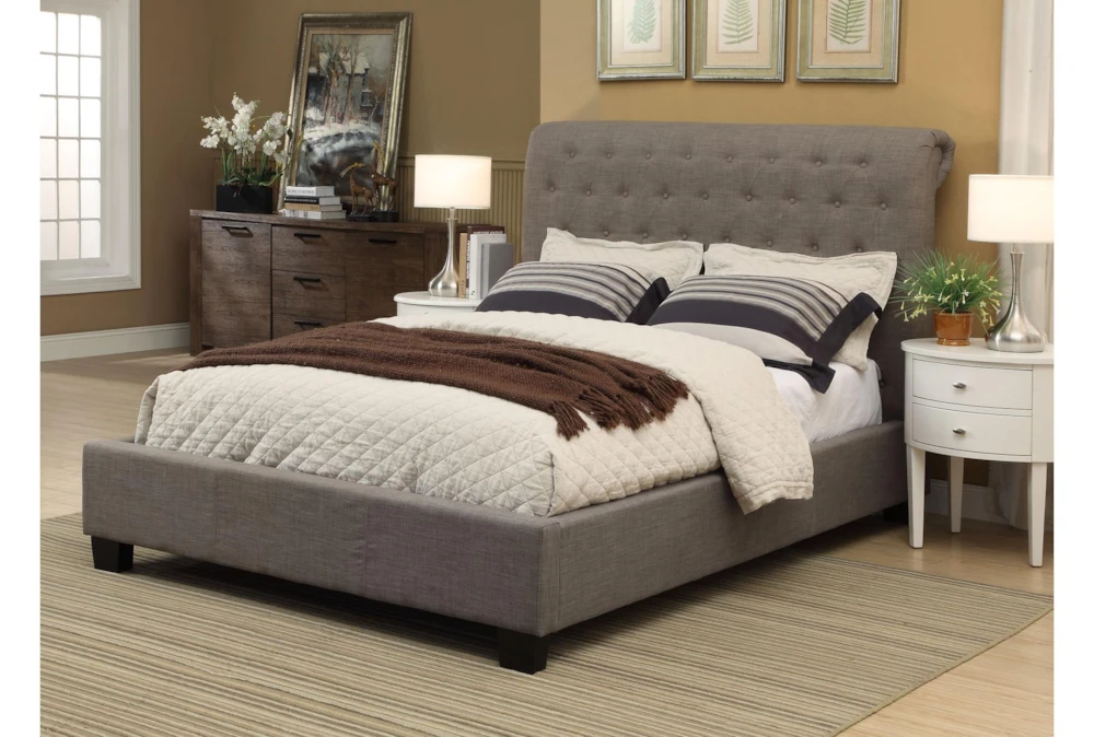 Upholstered Grey Tufted Queen Platform Bed - Image 6