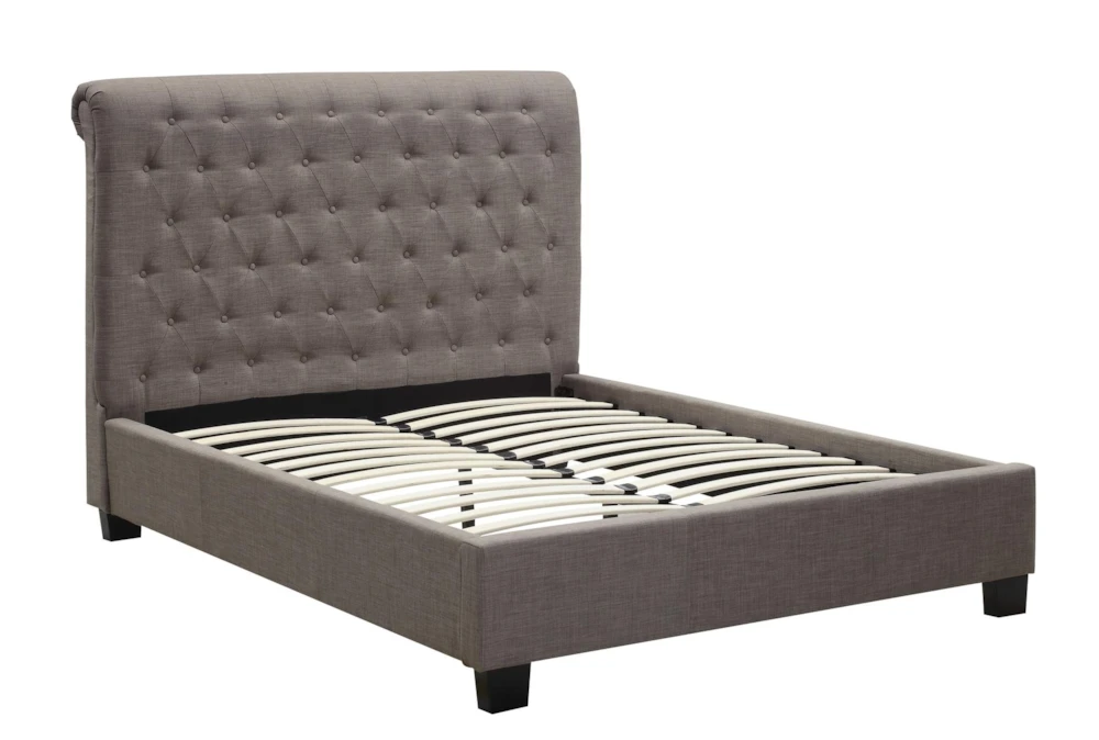 Upholstered Grey Tufted Queen Platform Bed - Image 2