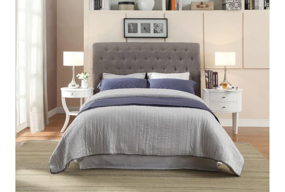 Upholstered Grey Tufted King Platform Bed - Image 7