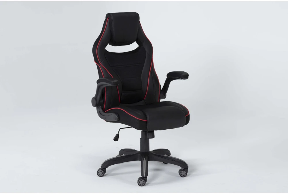 Theory Black Gaming Chair With Red Trim - Image 2