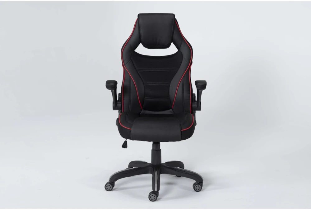 Theory Black Gaming Chair With Red Trim
