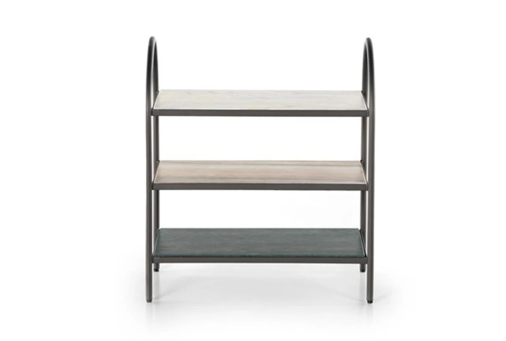 Metal + Marble 3 Tier Accent Table - Image 2