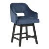 Remy Blue Upholstered Swivel 25" Counter Stool Set Of 2