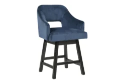 Remy Blue Upholstered Swivel 25" Counter Stool Set Of 2
