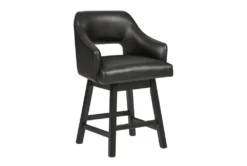 Remy Black Upholstered Swivel 25" Counter Stool Set Of 2