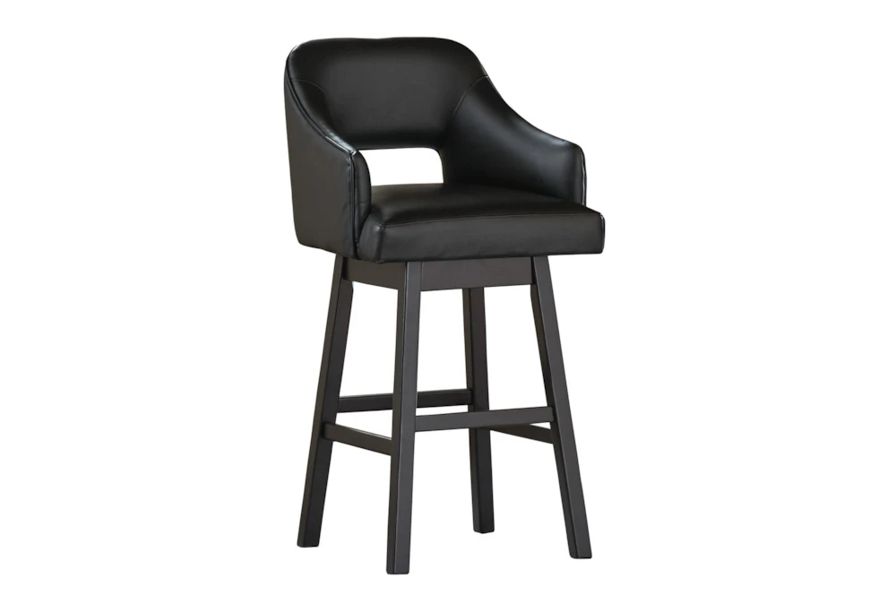 Remy Black Upholstered Swivel 31" Bar Stool Set Of 2