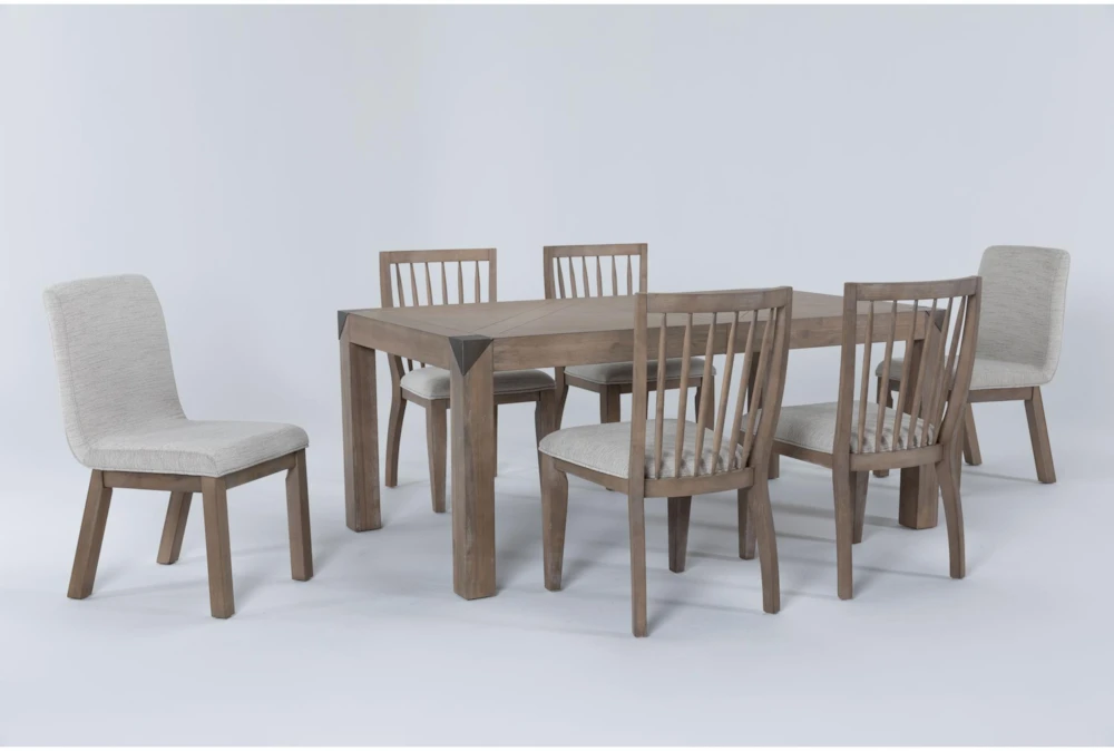 Luis 72"-90" Extension Dining With Wood Back And Upholstered Chairs Set For 6 - Image 2