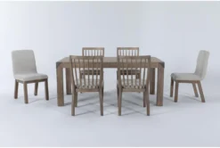 Luis 72"-90" Extension Dining With Wood Back And Upholstered Chairs Set For 6