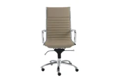 Copenhagen Taupe Faux Leather And Chrome High Back Desk Chair