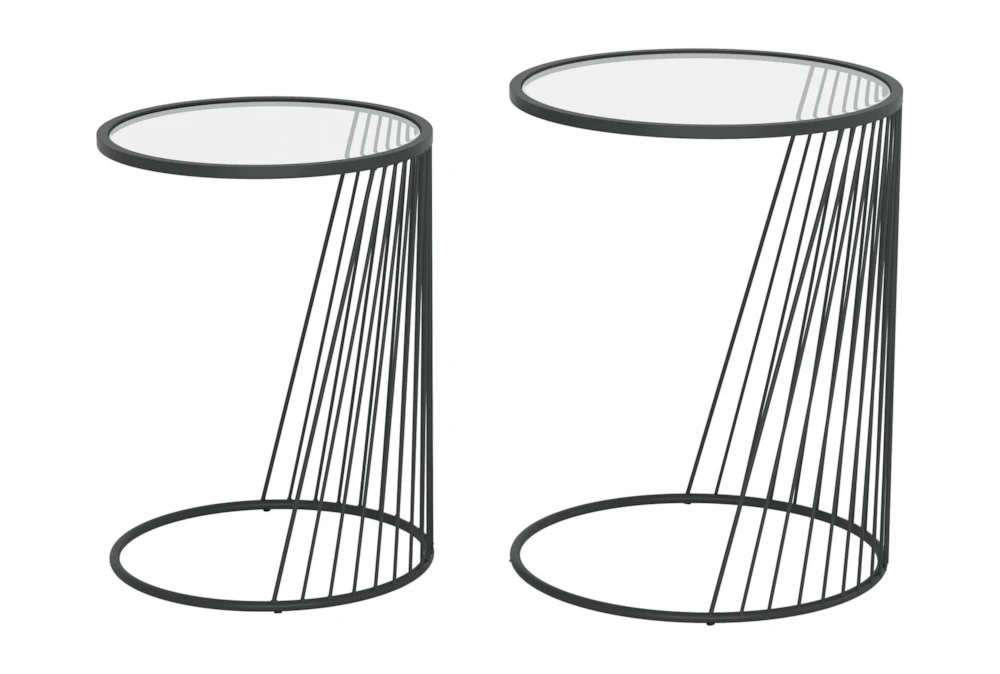 Clear Glass & Black Nesting Tables - Image 2