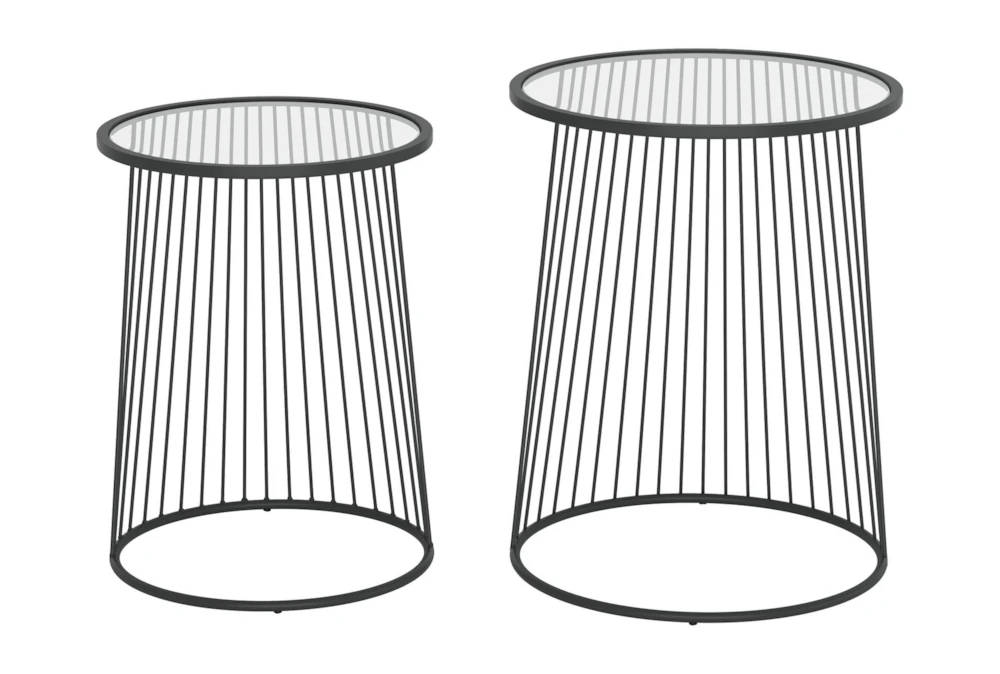 Clear Glass & Black Nesting Tables - Image 3