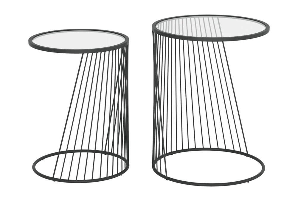 Clear Glass & Black Nesting Tables - Image 6