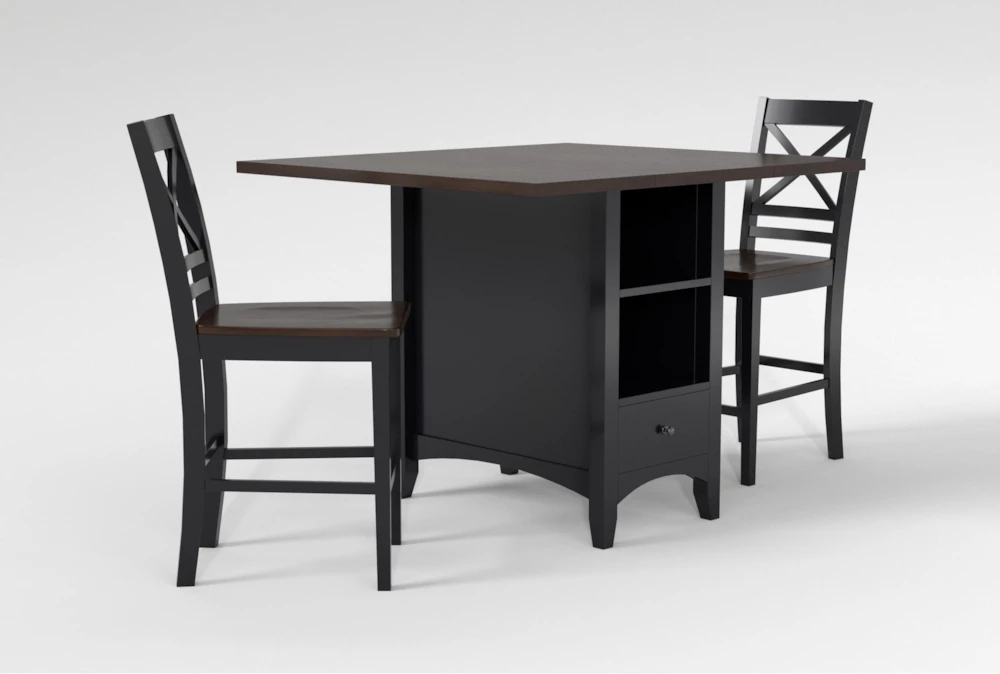 Kennedy Black 48" Counter With X Back Stools Set For 2 - Image 2