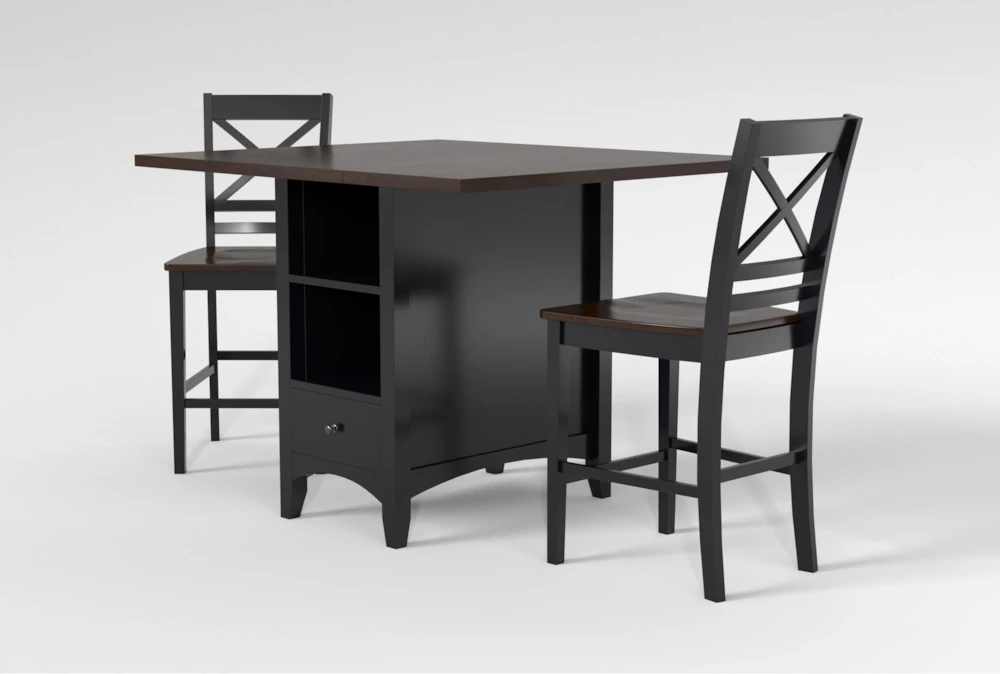 Kennedy Black 48" Counter With X Back Stools Set For 2 - Image 3