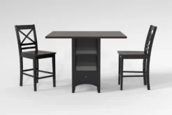Kennedy Black 48" Counter With X Back Stools Set For 2