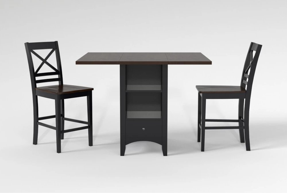 Kennedy Black 48" Counter With X Back Stools Set For 2