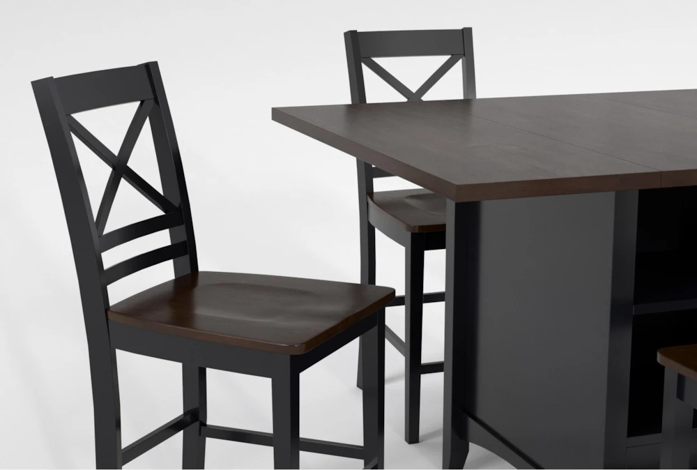 Kennedy Black 48" Counter With X Back Stools Set For 4 - Image 5