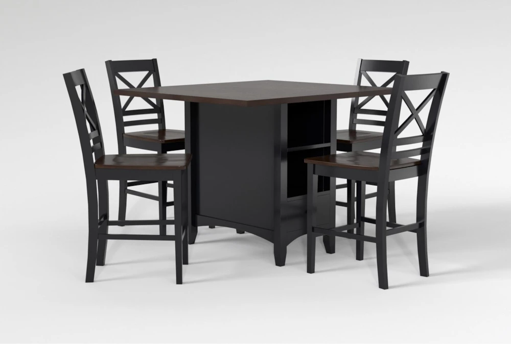 Kennedy Black 48" Counter With X Back Stools Set For 4 - Image 2
