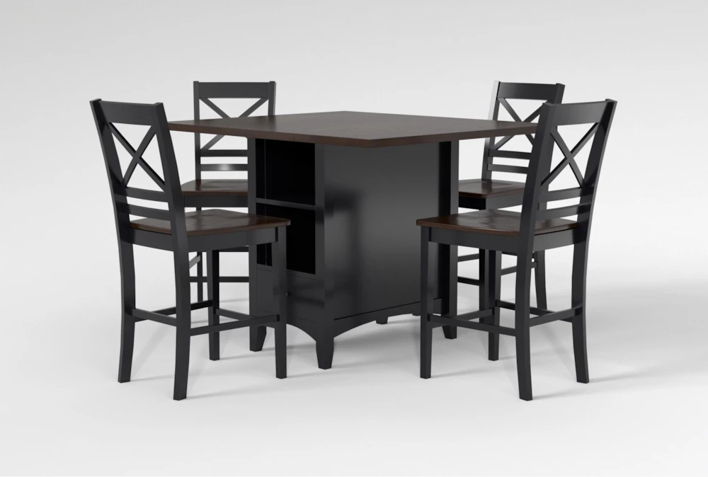 Kennedy Black 48" Counter With X Back Stools Set For 4 - Image 3