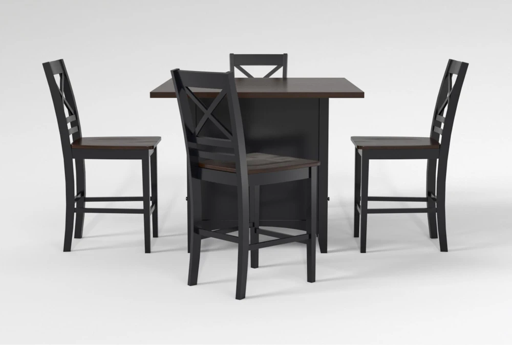 Kennedy Black 48" Counter With X Back Stools Set For 4 - Image 4