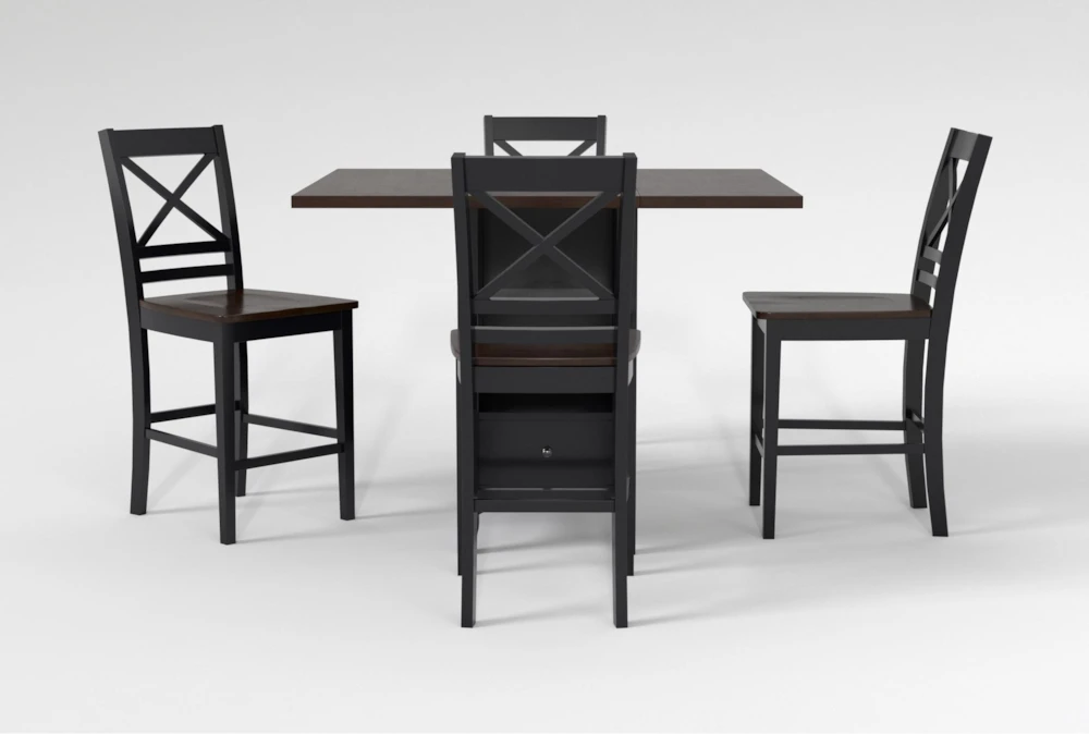 Kennedy Black 48" Counter With X Back Stools Set For 4