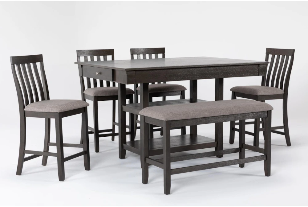 Westshore Grey 60" Counter Set With Bench For 6 - Image 2