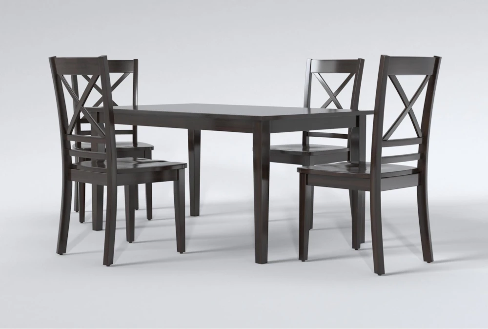Kendall Espresso 60" Dining With X Back Chairs Set For 4 - Image 2