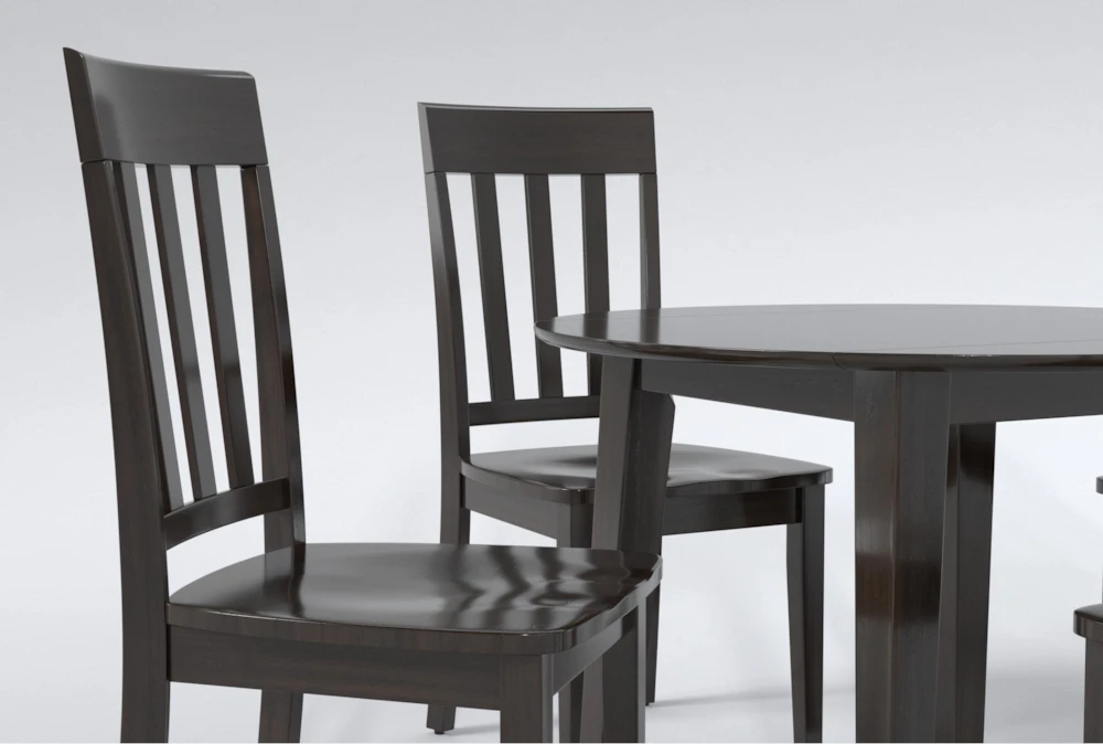 Kendall Espresso 42" Drop Leaf Dining With Slat Back Chairs Set For 4 - Image 5