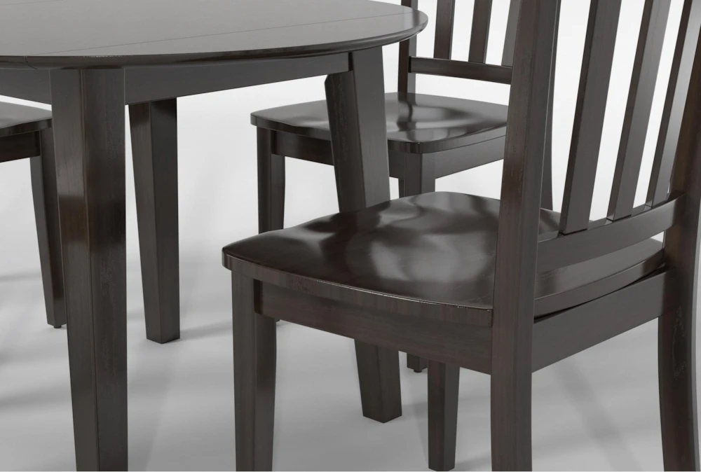 Kendall Espresso 42" Drop Leaf Dining With Slat Back Chairs Set For 4 - Image 6
