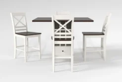 Kennedy White 48" Counter With X Back Stools Set For 4