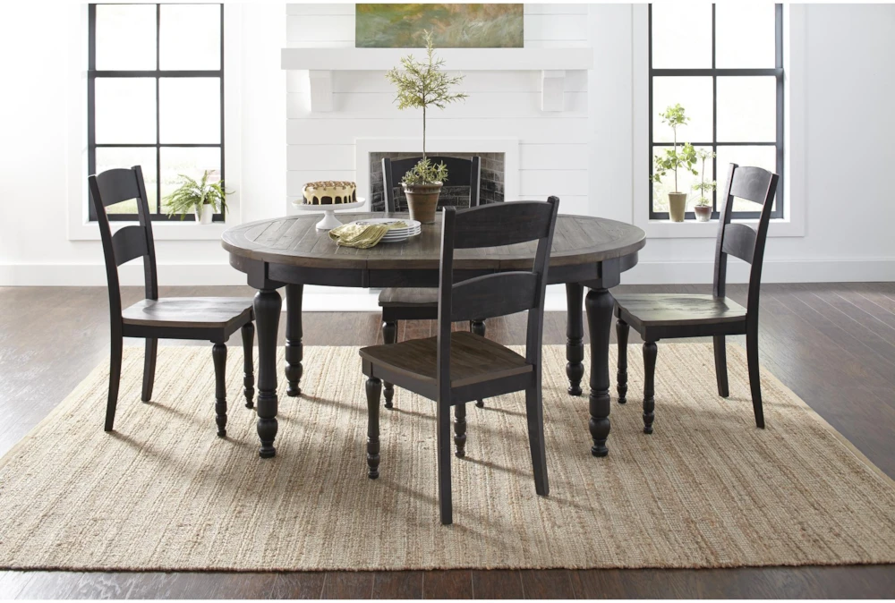 Pepper Creek Vintage 48" Black Round Dining Set For 4