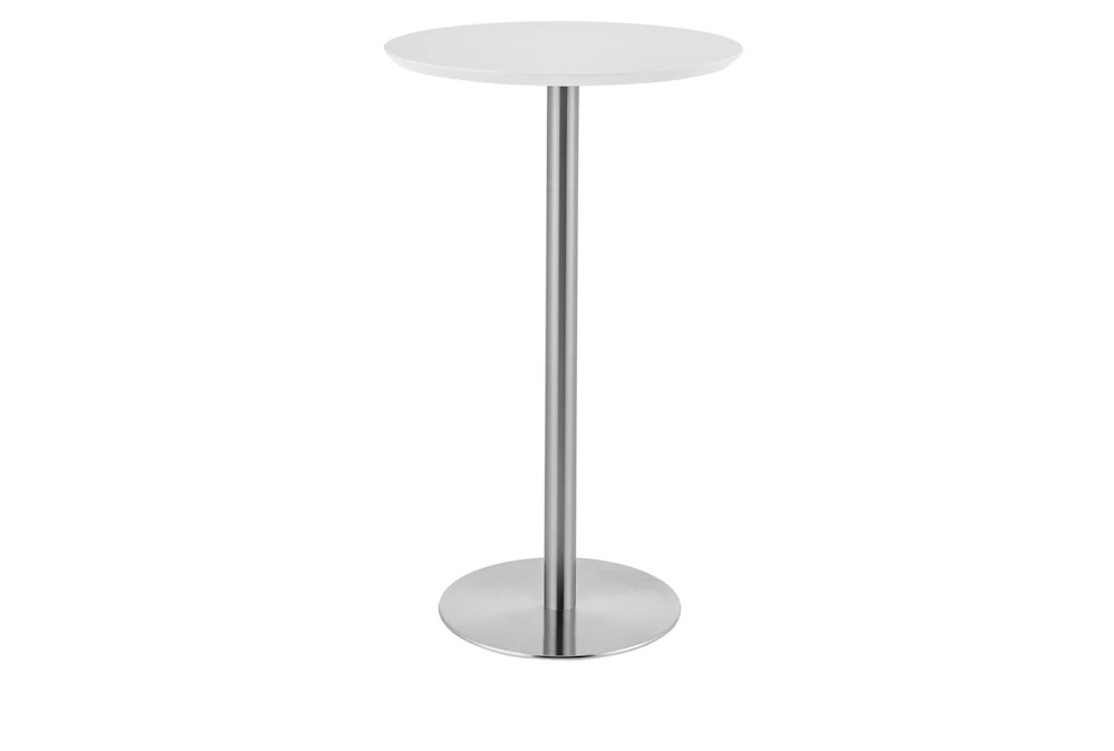 Rodney Matte White And Brushed Stainless Steel 41" Bar Table - Image 2