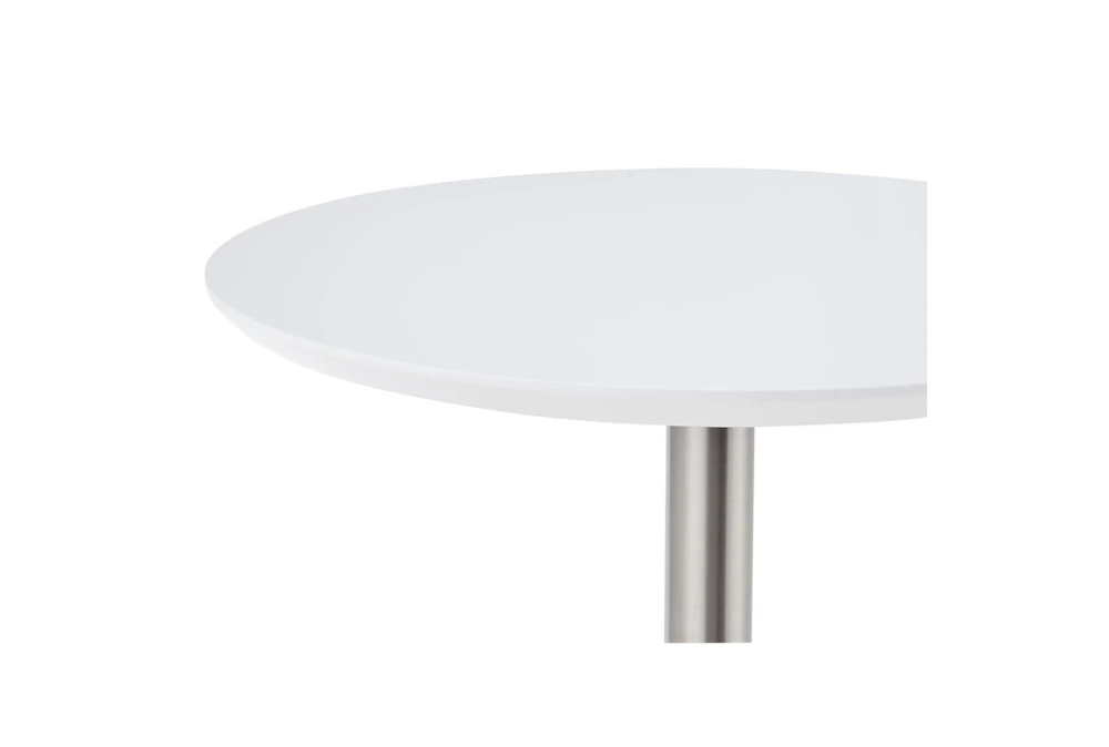 Rodney Matte White And Brushed Stainless Steel 41" Bar Table - Image 3