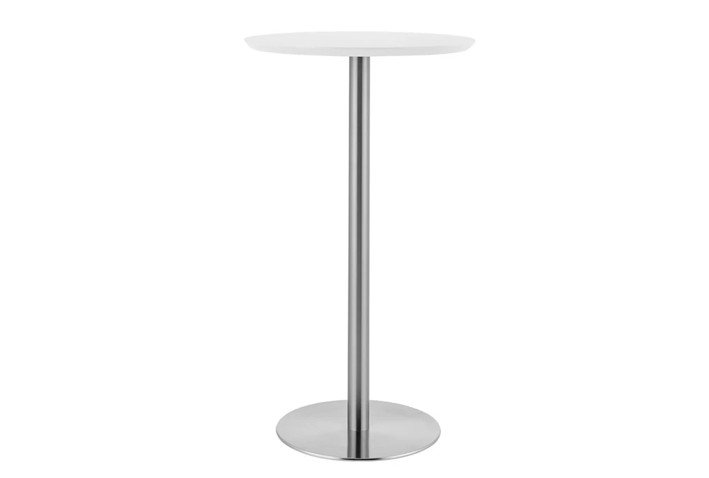Rodney Matte White And Brushed Stainless Steel 41" Bar Table