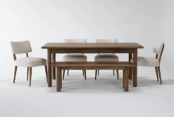 Felix 74-94" Extension Toasted Natural Oak Dining With Bench Set For 6